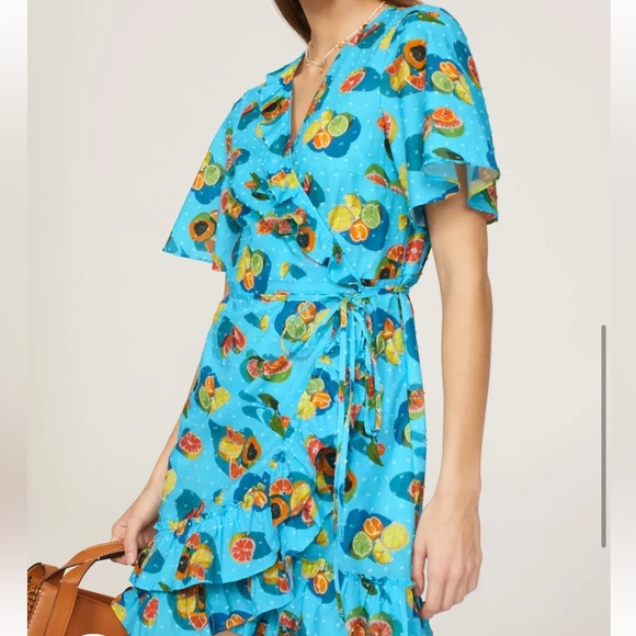 Rachel Antonoff Abby Ruffle Dress Fruit Print - Picture 3 of 5